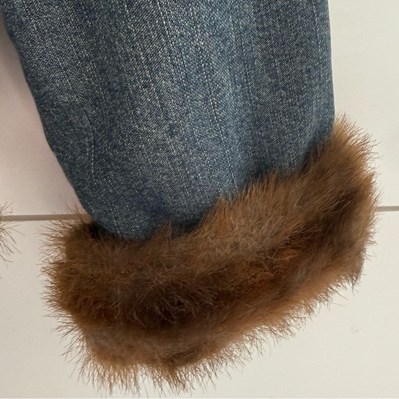 Marvin Richards Womens Vintage Faux Fur Lined Denim Jacket Size Large 90s - Picture 5 of 9